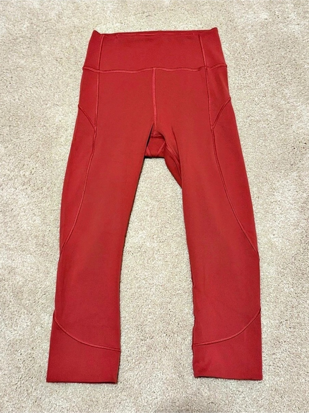 Lululemon In Movement Crop *Everlux 19" Red Leggings